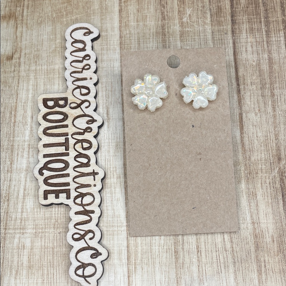 Iridescent Opal Flower Stud Earrings